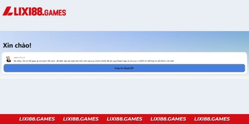 Rê chuột vào biểu tượng phong bì để xem email hỗ trợ hotro@lixi88games.com